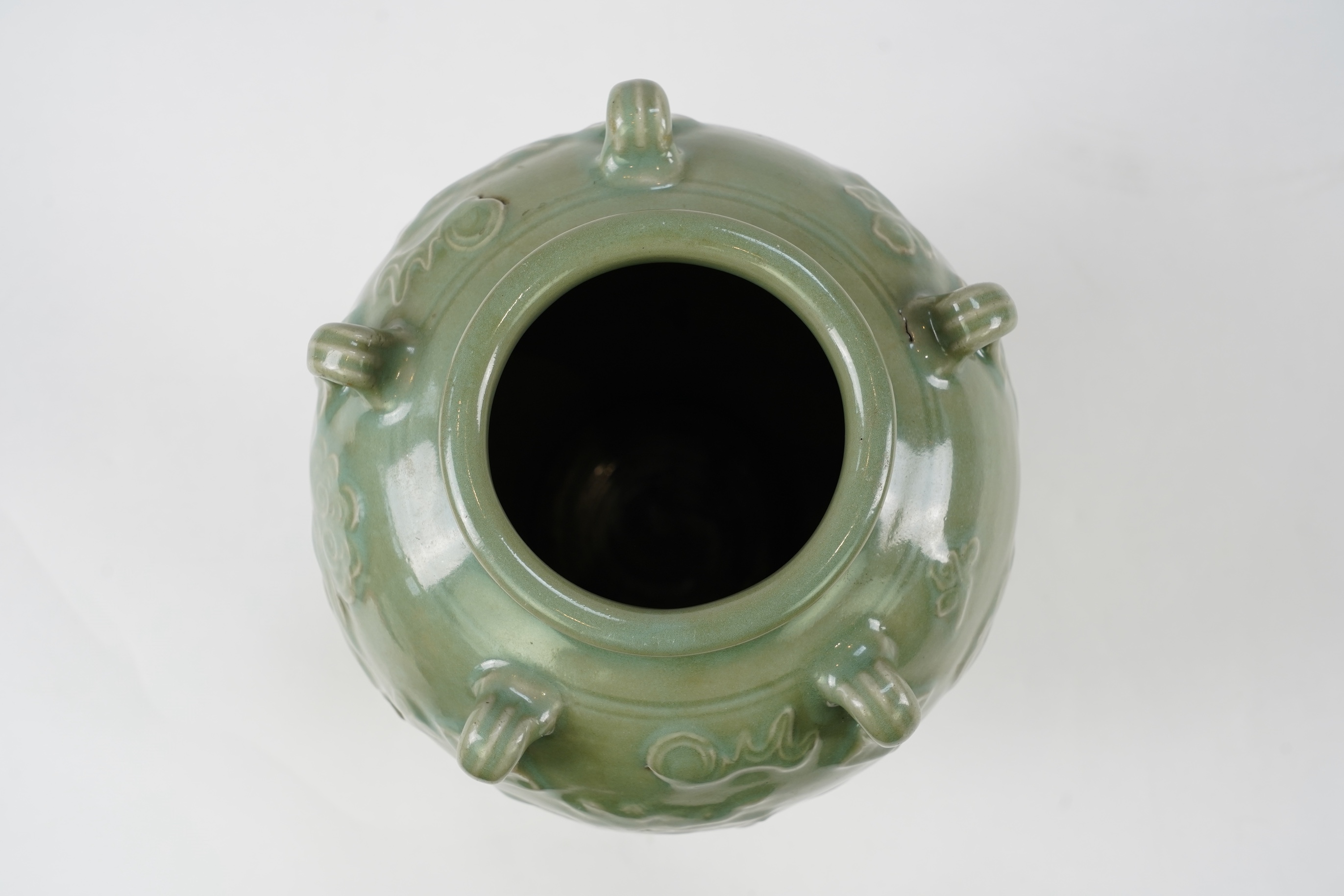 A Chinese Longquan style celadon vase